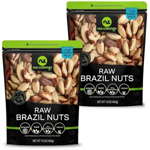 Nut Cravings Organic Brazil Nuts in Shell, Raw, Roasted, Salted & Broken | Bulk Fresh Nuts in Resealable Bag | Rich In Protein, Iron, Zinc and Fiber | Natural Flavor Immune Boost Bites | Healthy Snacks