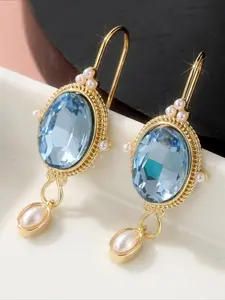 A Pair Of Retro Ocean Style Geometric Oval Pendant Earrings, Elegant Imitation Pearl Earrings, Exquisite Jewelry Accessories For Women's Weddings, And The Perfect Holiday Gift For Her