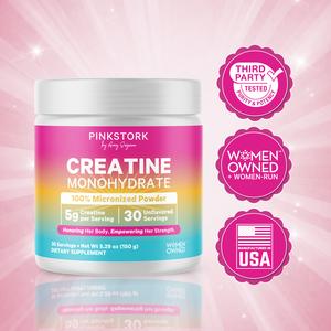 Pink Stork Creatine Monohydrate 5g Micronized Powder for Women 30 Servings Clean Unflavored Easy Mixing Essential Aminos Fitness Support