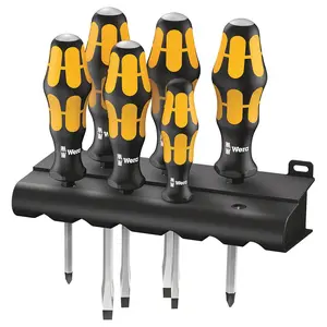 Wera 05018282001 932/6 Kraftform Plus Screwdriver Set and Rack 6-Pieces