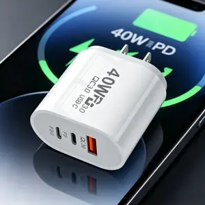 40-watt USB-C PD charger, supporting QC 3.0 fast charging technology, suitable for iPhone 15 Pro Max and Samsung Galaxy S23 series Android devices