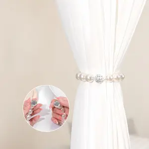 Fashion Magnetic Curtain Tieback, Elegant Faux Pearl Jewelry Clip, Home Decor for Bedroom and Living Room, 1 Piece, Window Decorations Supplies