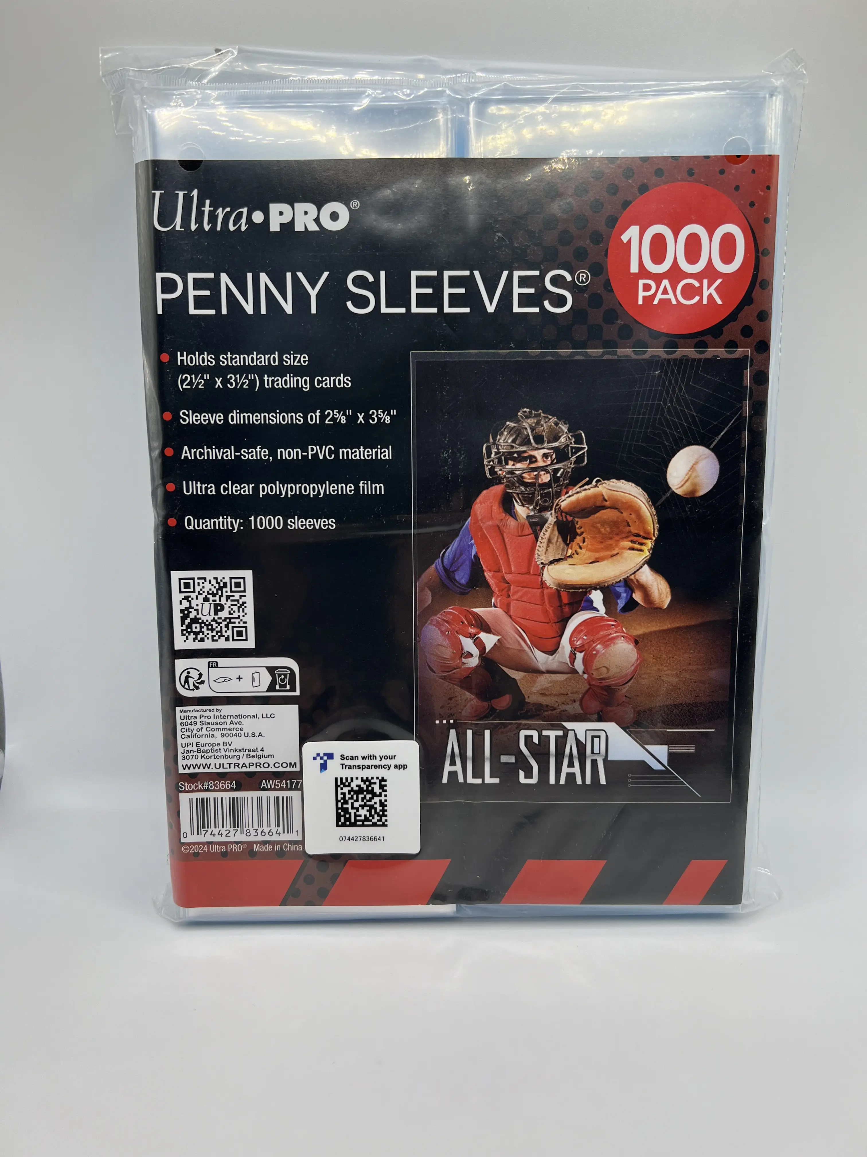 Ultra Pro Penny Card Soft Sleeves 1000 Pack for Standard Sized Cards