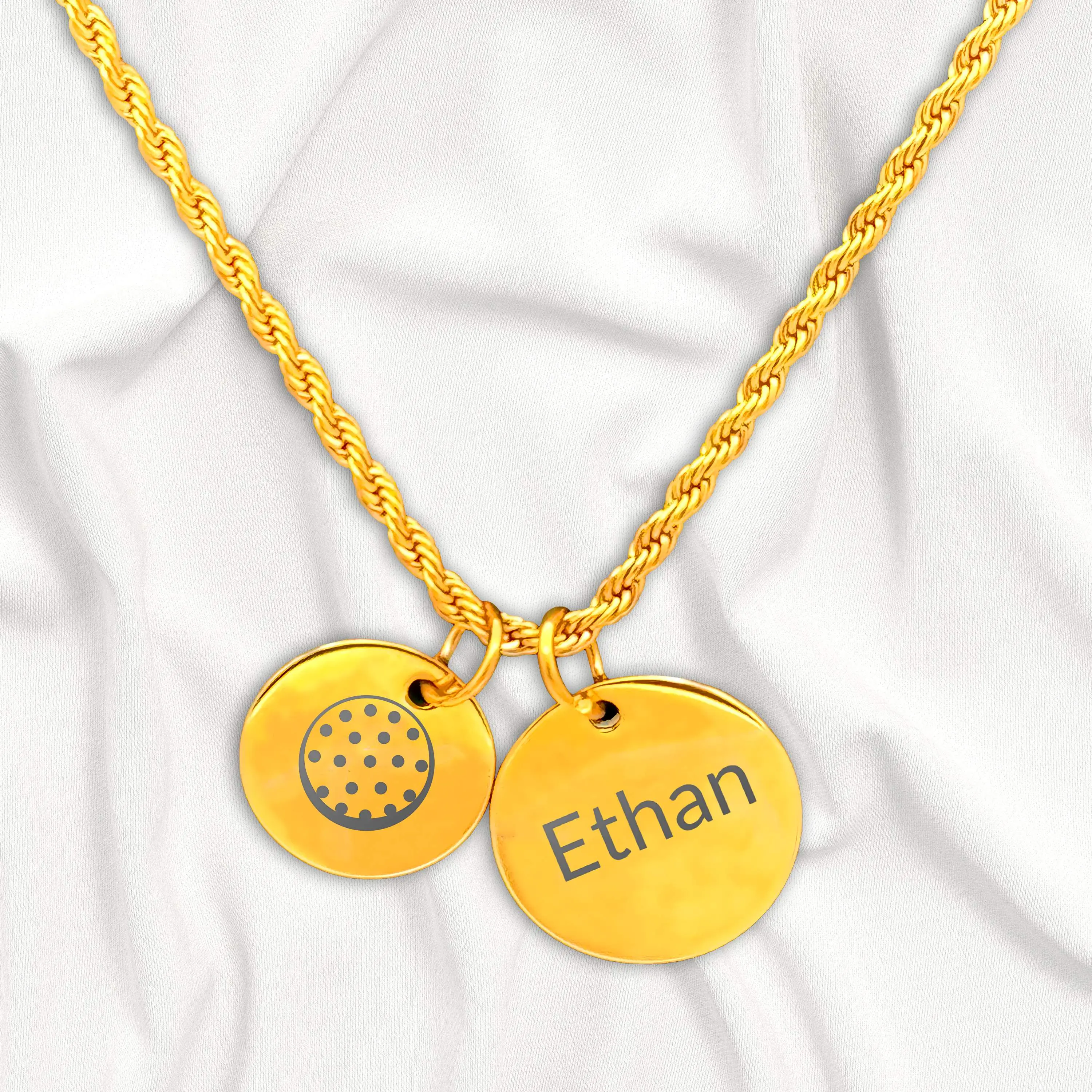 Golf - Personalized Gold Two Charm Golf Necklace
