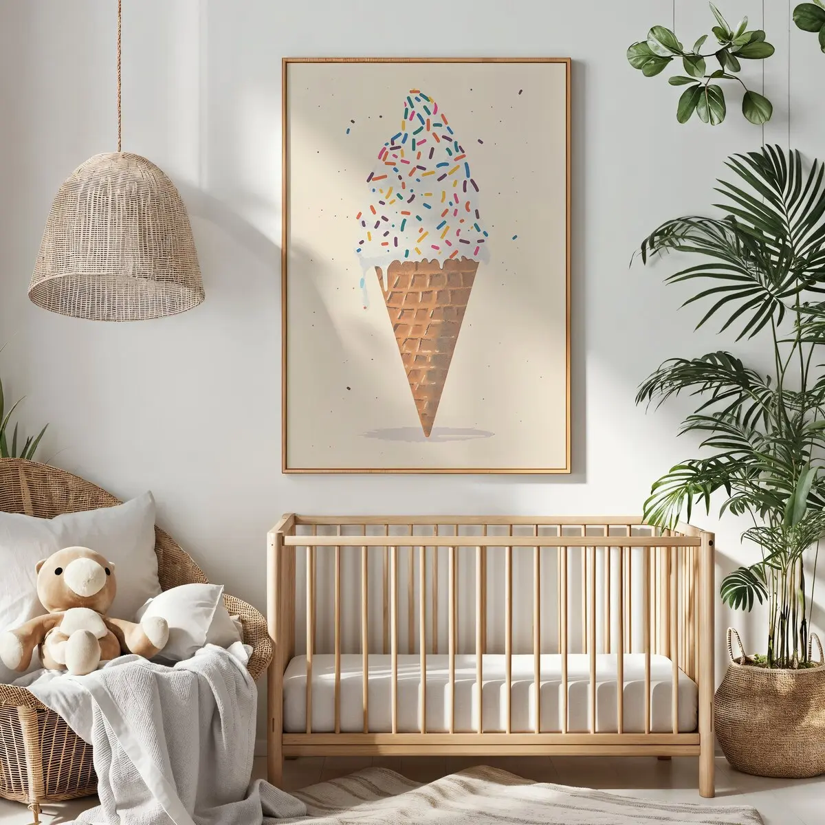 Room Decor, Ice Cream Cone Print ~ Nursery Wall Art ~ Kids Room Decor Poster ~ Printable ~ Sweet Dessert Food Illustration