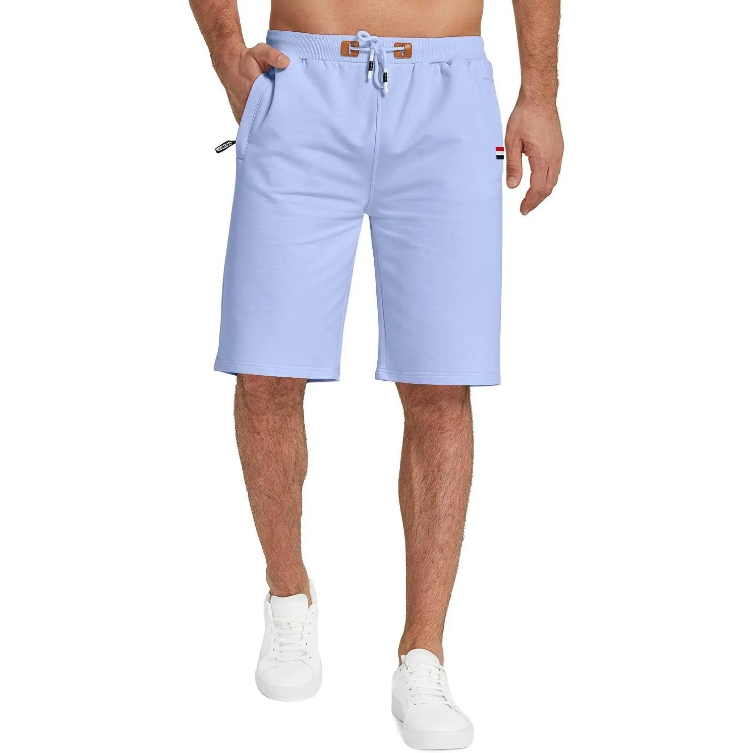 Men's Solid Athletic Volleyball Shorts with Zipper Pockets, Casual Drawstring Waist for Gym Workout, Big & Tall Sizes, Plain, Menswear, Elastic, Multi-Size, Front Zip Pockets, Outdoor Wear, Gym Wear, Zippered Pockets