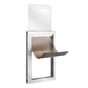 Pet Door, 13.27x 20.04 Aluminum Frame with Lock and Flap System, Weatherproof Doggy Door, Easy to Install in Interior Exterior Doors, Pet Door Suitable for Cat Doggie Kitties (White-L)
