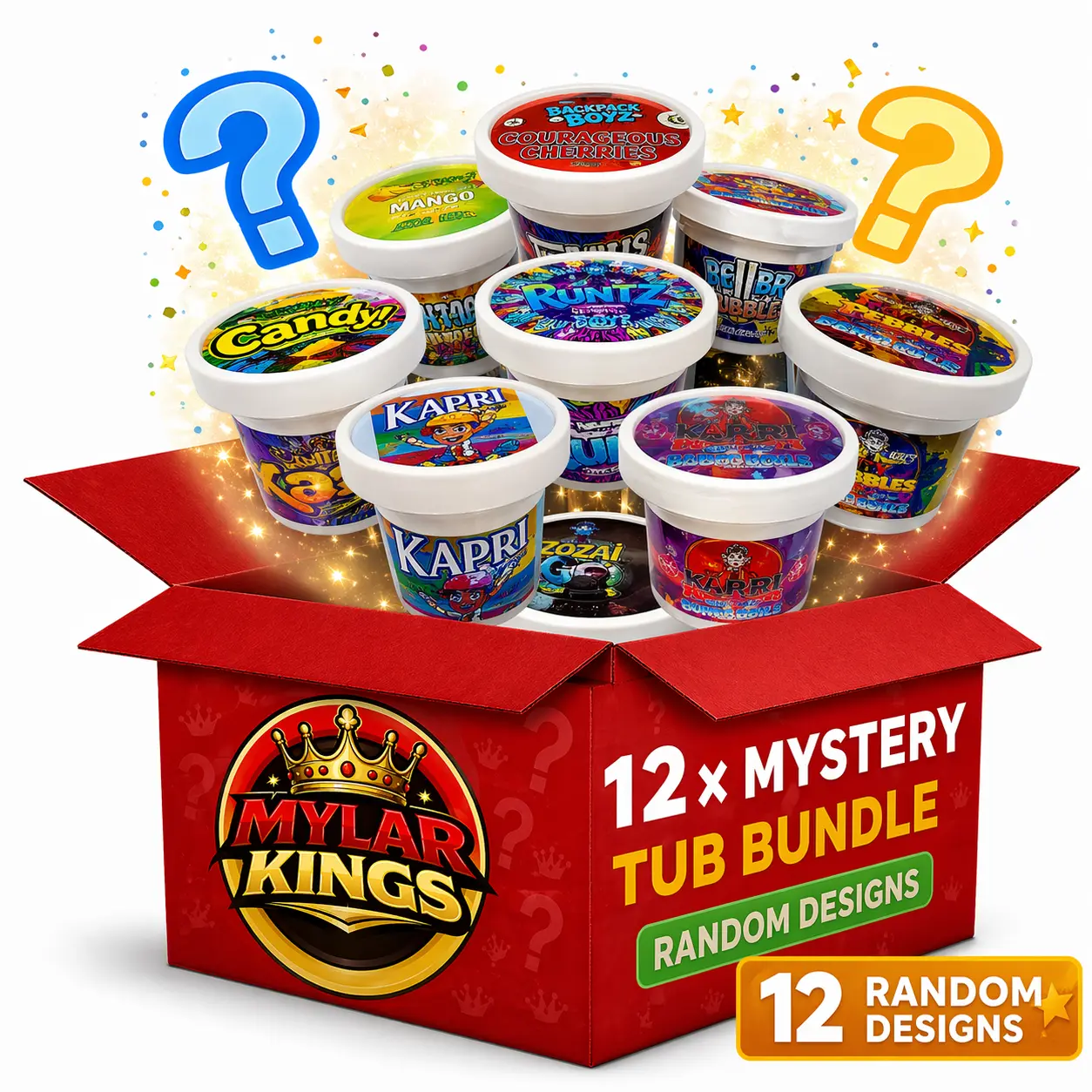 12 Pack 3.5g Mystery Exotic Ice Cream Pint Style Plastic Storage Pouches - Random Designs