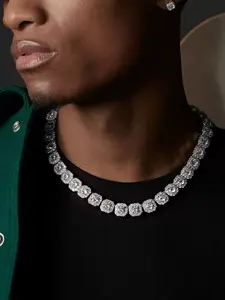 Elegant Zircon Tennis Necklace, Copper Metal Coated Chain, Cuban Link Chain, Unisex Fashion Jewelry, Perfect Gift for Daily & Special Occasions