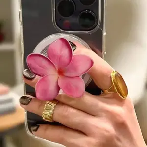 Pink Plumeria MagSafe Grip, Magnetic Flower Phone & Kindle Holder, Bookish Grip, Girlie Pink Grip mount
