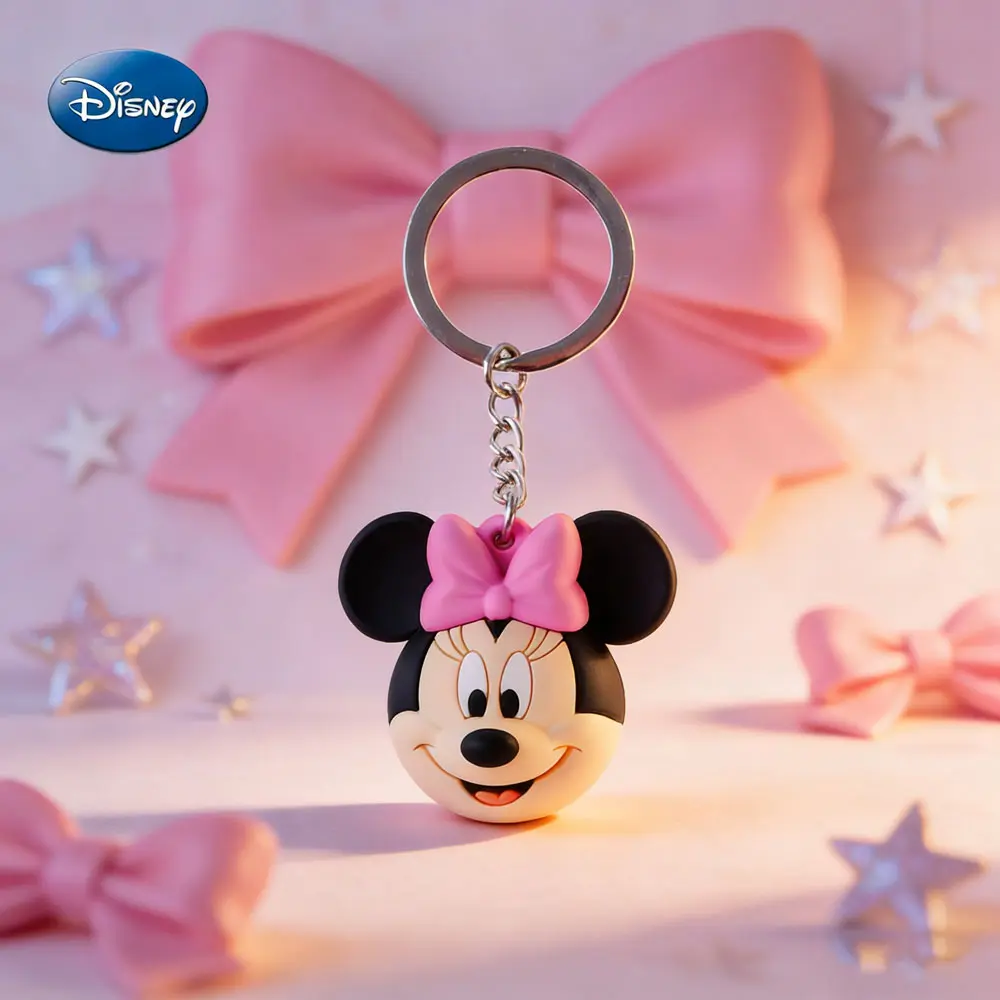 Disney Minnie Keychain 1PC Official License Cute Animal Bag Clip Charms Anime Figure Collector Keyring Backpack Decor Durable PVC Soft Rubber Gift