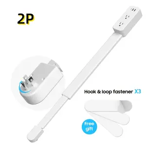 2 Pack Electrical Outlet Extender Stick – USB-A USB-C + 2 AC Outlets, 22"-34" Adjustable Extension, 180° Rotatable Plug for Hard-to-Reach Wall Sockets, Ideal for Nightstands, Sofas & Desks