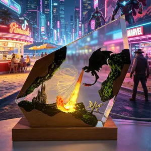 Toothless Handmade Resin Lamp How To Train Your Dragon Resin Decoration Night Light, Dragon lovers Creative Ornament Fun Fantasy Desk Decor, Ideal Home Bedroom Decor Collectible Gift for Men Women Gamers Birthday