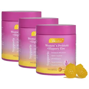 Women's Juicy Feminine Probiotic Gummies - All-in-1 Solution with Slippery Elm, Prebiotics & Lactobacillus Blend for pH Balance & Dryness Relief - Hawaiian Pineapple Flavor, 60 Count