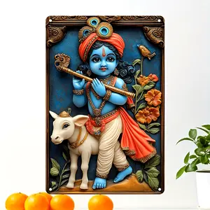 Metal Tin Signs Youngsters Krishna 7.9"x11.9" Square Aluminum Sign - Versatile Decor for Home, Bar, Kitchen & More
