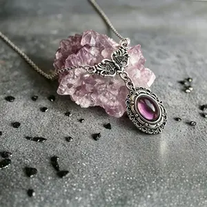 Witchcore Gothic Pendant Necklace - Retro Carved Adjustable Protective Amulet, Daily Long-Wear Mystic Costume Jewelry for Gothic Style Enthusiasts