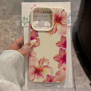 Elegant Pink Hibiscus Pattern Suitable for TPU Cases for Iphone 16 Pro Max, Compatible with Iphone 16 Pro Max/14/16 Plus/15/13 Pro/12/11 Drop-Resistant Protective Covers with High Aesthetic