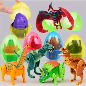 6 Pack Jumbo Dinosaur Eggs - Prefilled Deformation Dino Toys, Plastic Surprise Eggs, Easter Basket Stuffers & Party Favors for Kids
