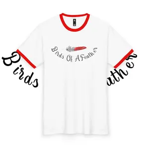 Birds of a Feather Ringer Tee — Feather Graphic Men's T‑Shirt RWB