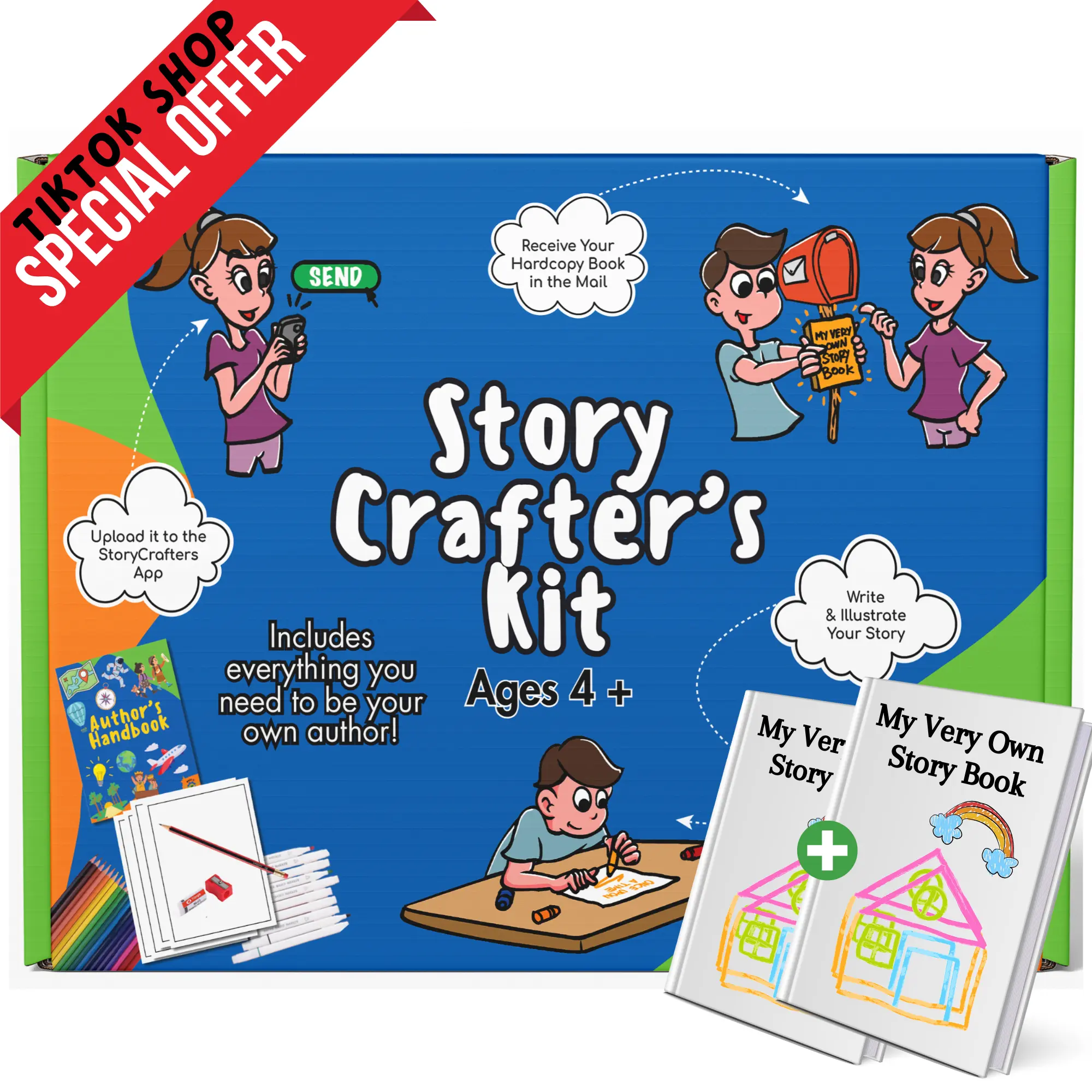 Story Crafters - Book Making Kit for Kids - Create Your Own Storybook with Markers, Pencil, Pencils, Eraser, Hardcopy + Digital Backup Storage