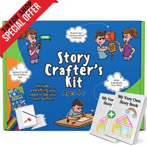 Story Crafters - Book Making Kit for Kids - Create Your Own Storybook with Markers, Pencil, Pencils, Eraser, Hardcopy + Digital Backup Storage