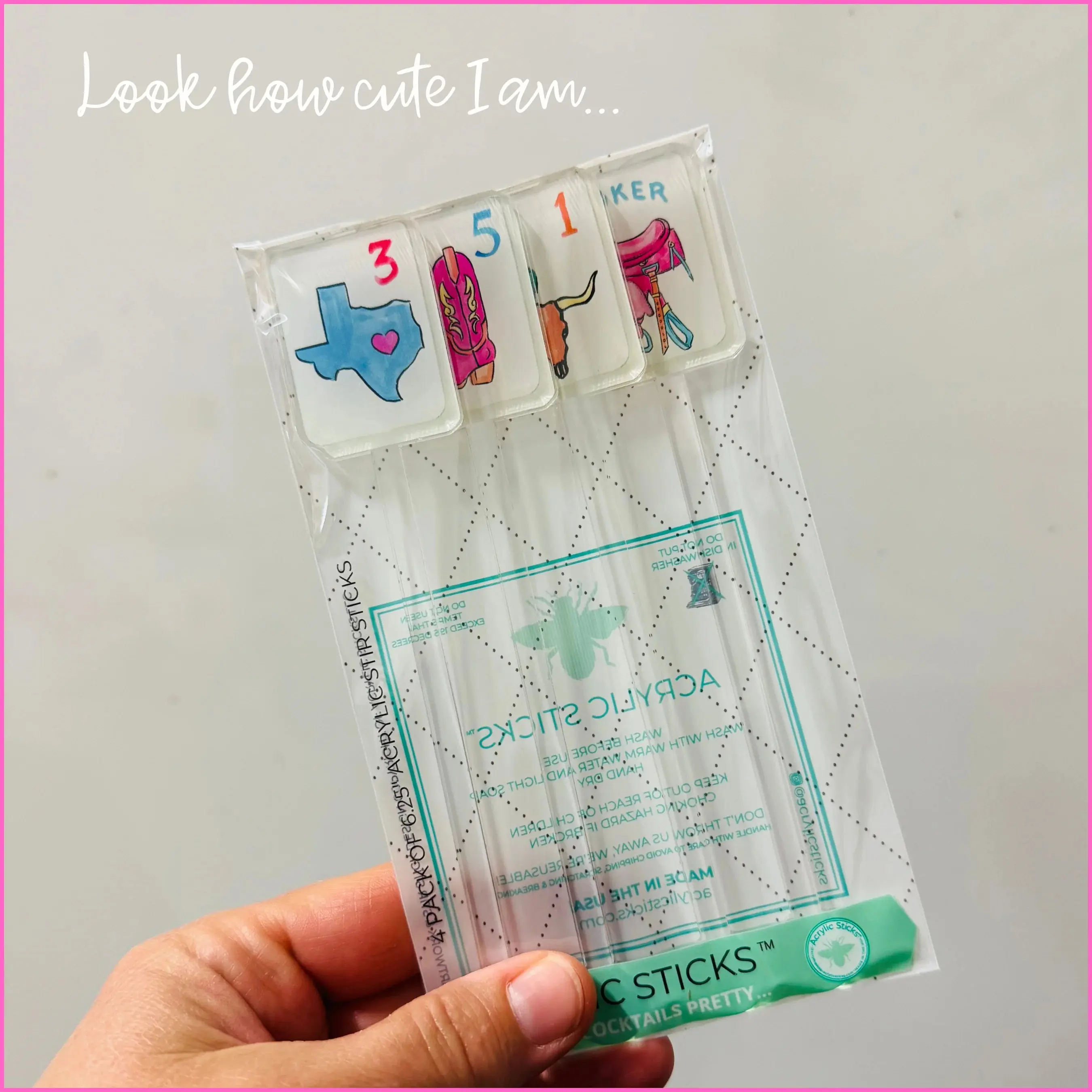 Texas Mahjong Tiles Acrylic Stir Sticks