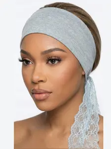Women's Wide Headbands with Elegant Lace Tie, Boho Stretchy Hair Bands, Tassel Headwrap, Soft Elastic Turban for Daily Use