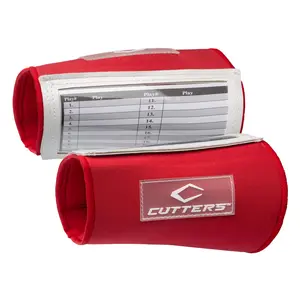 Cutters Triple Playmaker Wristcoach - Red, for Receivers, Quarterbacks & Linemen - with 3 Windows for Easy Reference - Machine Washable