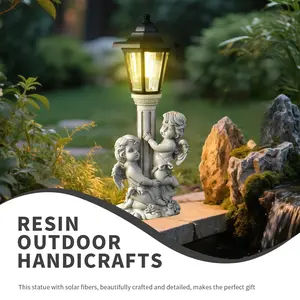 Solar-powered garden outdoor angel hug with lighted Roman columns and bird-flower lamp posts, outdoor terrace decorations for courtyards, lawns, and walkways, birthday gifts