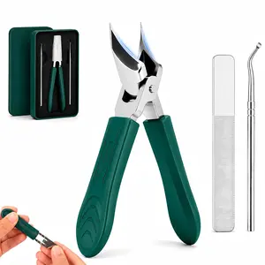 Eagle Beak Beveled Nail Clippers, Upgrade Stainless Steel Wide Jaw Opening Anti-Splash Nail Clipper Set of 3-Piece, Long Handle Angled Head Toenail Clippers for Ingrown & Thick Toenails, for Men & Women Manicure Kit