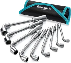 L-Type Pipe Perforation Elbow Wrench Set, L Hex Wrench Set, Metric,, 8-19mm, Chrome, 6 Point, with Rolling