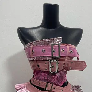 Punk Style Woman 2 Piece Sets 2000s Aesthetic Elegant Strapless Tops +High Waist Ruffle Skirt Female Chic Korean Popular Clothes