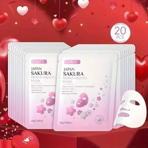 20pcs Japanese Sakura Moisturizing Mask--Sakura Mask, Outdoor Travel Skin Care Mask, Portable Mask For Normal Dry Skin Type Users, Ideal Gift For Girl