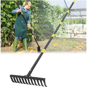 Hardware tools Bow Rake, 78" Heavy Duty Garden Tools Lawn Leveling Rake with Long Handle, 12 Tines Garden Tools Metal Head for Loosening Soil, Cleaning the Leaves and Weeding Control, Leaf, Thatch, Landscape Tools
