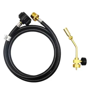 Propane Torch Hose Kit Mapp Gas Torch with a Brass Tip Trigger Start Gas Torch Kit for Propane Propane Torch Welding Torch Soldering BBQ Torch with Regulating Valves