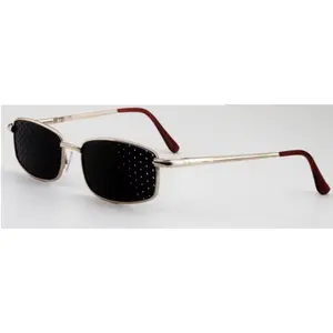 Unisex Reading Style Pinhole Glasses for Eye Strength & Fatigue Relief Gold Alloy Framed