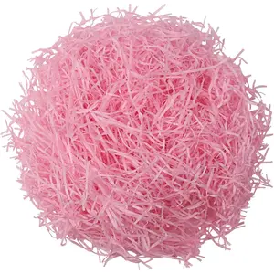 Pink Grass Basket Filler,7 Oz Shredded Paper for Valentine Gift Box Crinkle Raffia Paper for Packaging Christmas Easter Decoration