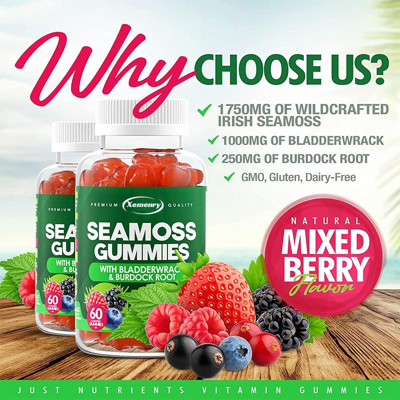 SEAMOSS GUMMIES--IMMUNE BOOSTER/DETOX SUPPORT/thyroid Support/SUPPORT FOR DIGESTIVE SYSTEM/GLUTEN-FREE/DAIRY-FREE/NON-GMO/100%VEGAN-USA PRODUCT