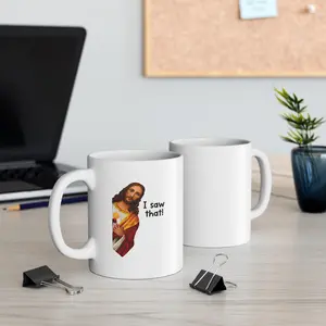Jesus Is Watching Mug Funny Christian Coffee Cup for Men Women | Humorous Faith-Based Ceramic Coffee Tea Mug | Office or Home Desk Gift Idea | Bible Lover Birthday Christmas Gift | Viral TikTok Funny Christian Mug