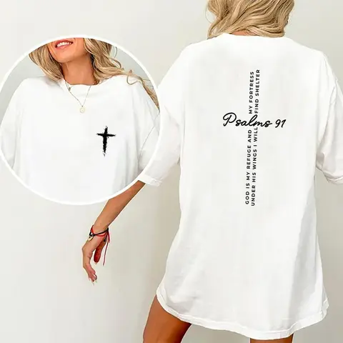 Jesus T-Shirt, Christian Shirt, Bible Verse Shirt, Jesus Tees, Christian Merch, Religious Outfit, Christian Cross Graphic Tees, Baptism Gift for Her, Women's Tops, Womenswear, Cotton Fabric Relaxed Fit Chic Style Clothes Garment