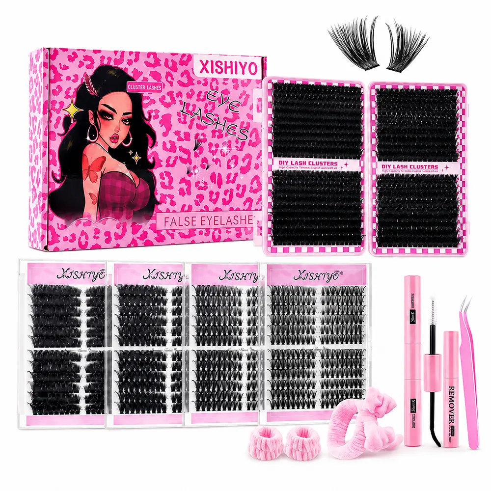 Professional DIY Cluster Lashes Gift Bundle, Beauty Products with Makeup Kit - 30D-100D C/D Curl Mixed 9-16mm Wispy Anime Individual Eyelashes, Bond & Seal, Remover & Tweezer for At-Home Lash Extensions