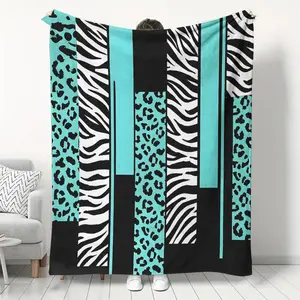 Modern Zebra and Leopard Print Throw Blanket, Soft Flannel, Digital Printing, Polyester Fiber, Knitted Fabric, Lightweight and Comfortable, Suitable for Men and Women's Artistic Home Decor, Suitable for All Seasons