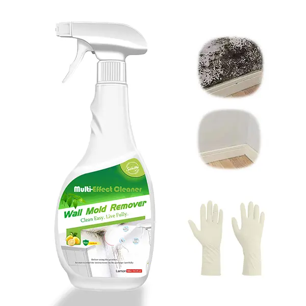Snowlily Household Lemon-Scented Liquid Mold Remover Spray Kit (16.9 oz) - Anti-Scratch Multipurpose All-Surface Cleaner, Includes Gloves, Pad, for Drywall, Tile Indoor Stain Removal