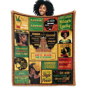 Black Girl Magic Gift, African American Women Gifts for Mother's Day Juneteenth, Melanin Queen Birthday Gifts for Black Women Blanket 60x50, Afrocentric Inspirational for Lady