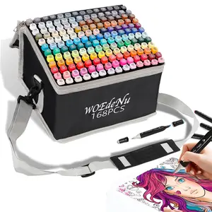 Alcohol Markers Set – Dual Tip Art Markers with Pen Holder & Carrying Case,Colouring pens  for Kids & Adults, Ideal for Drawing, Sketching, Coloring Books and Illustration Artist Supplies pencil case mechanical pencil set markers