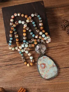 Long Irregular Beaded Sweater Chain, Hetian Jade Pendant Necklace, Healing Handmade Jewelry for Daily Wear, Relieve Fatigue