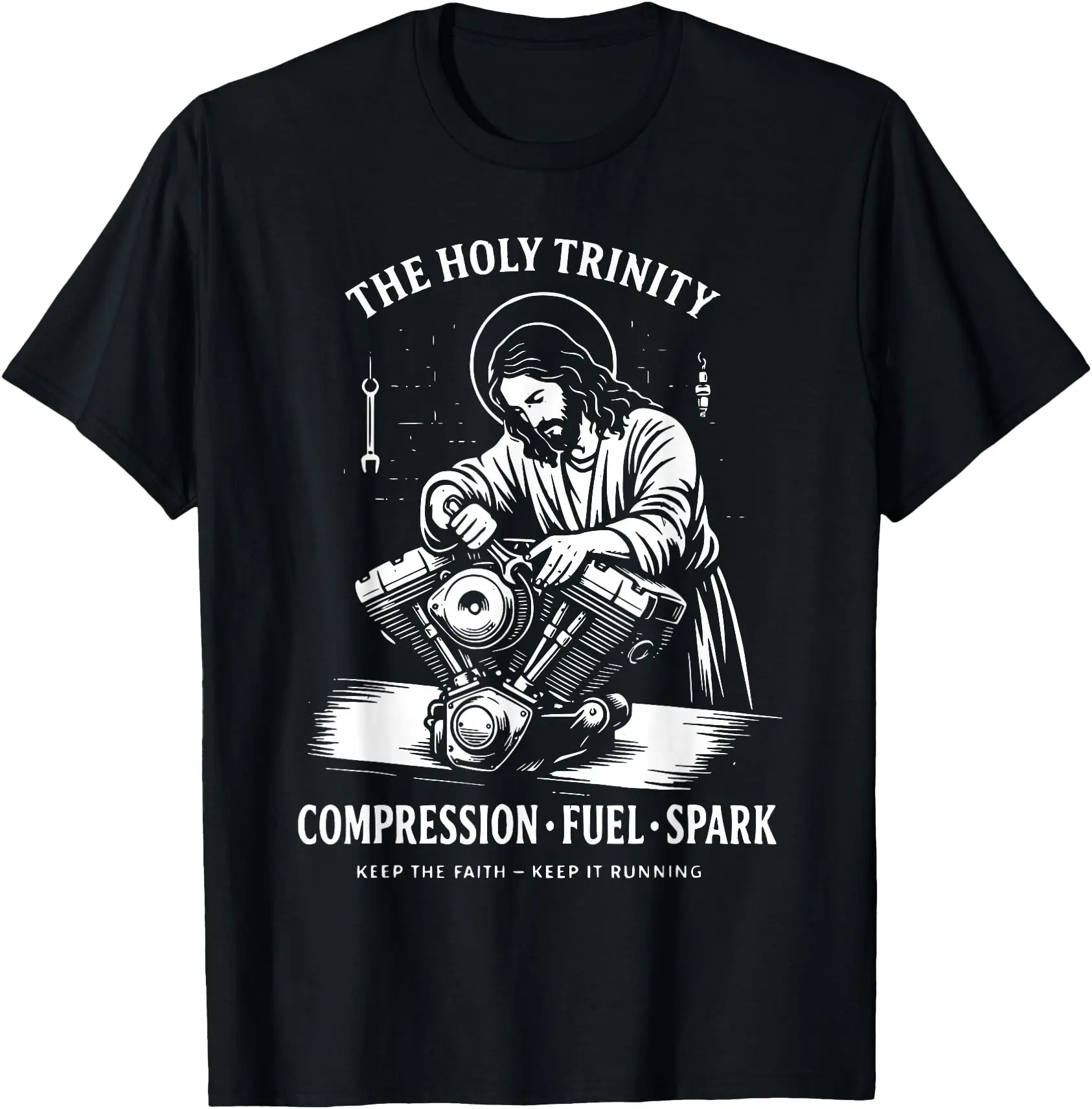 The Holy Trinity Compression Fuel Spark Keep Faith Running T-Shirt