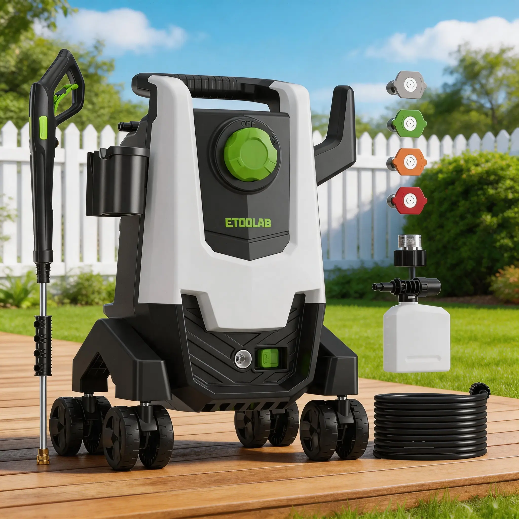 Portable Stainless Steel Pressure Washer (2000W, 3000PSI) - 23ft Reach, Foam Cannon, 4 Spray Tips for Cars, Driveways, Outdoor Use | DealsForYouDays High Pressure Washertools Heavy Duty Pressure