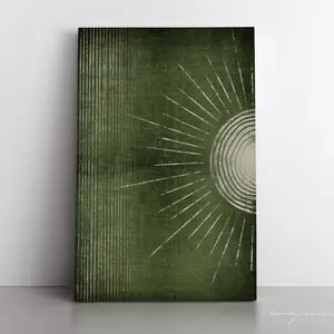 Dark Green Printable Art Set, Forest Green Abstract Sun Art Prints, Poster Photo