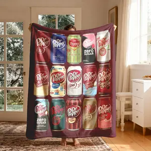 Dr Pepper Flannel Blanket, Large Soft Lightweight Warm, Perfect for Bed Sofa Office Camping Travel, Christmas Winter Gift, Lightweight Throw Blanket